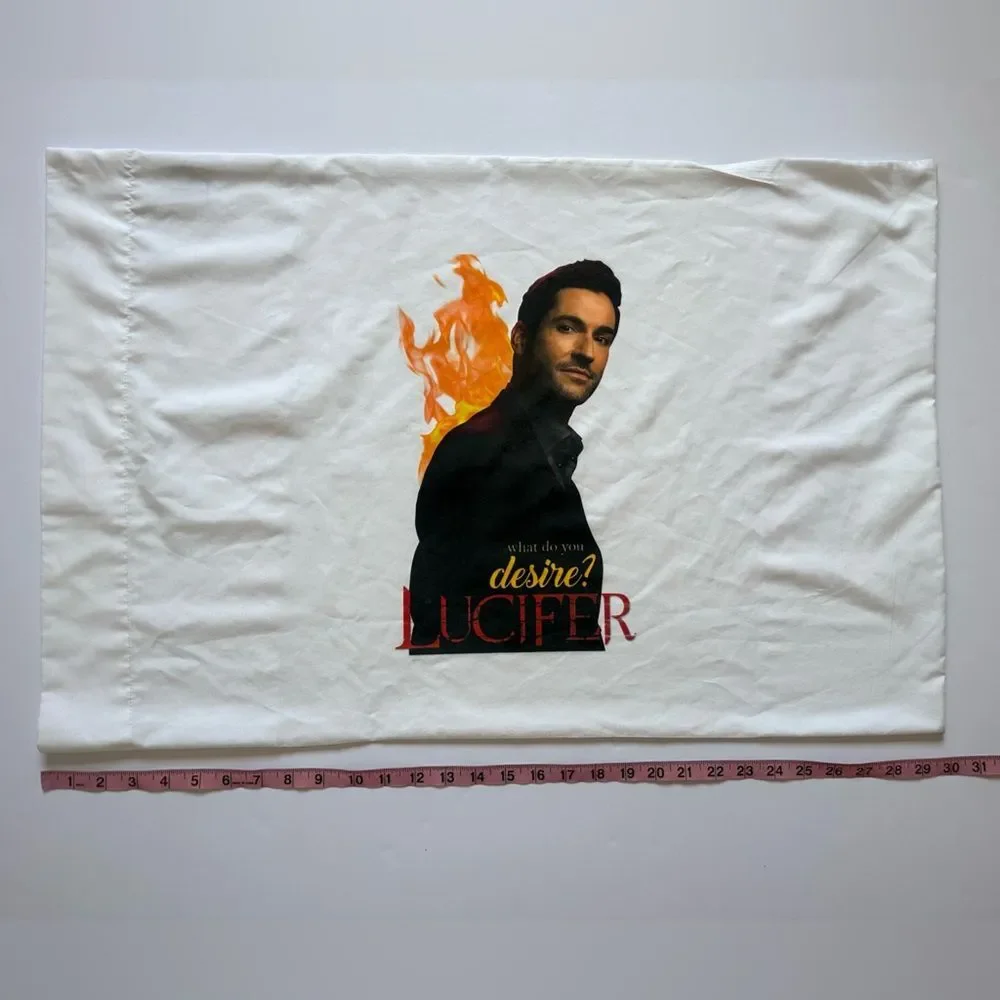Lucifer TV Show Pillowcase – Tom Ellis Flame Design | 30”x20”